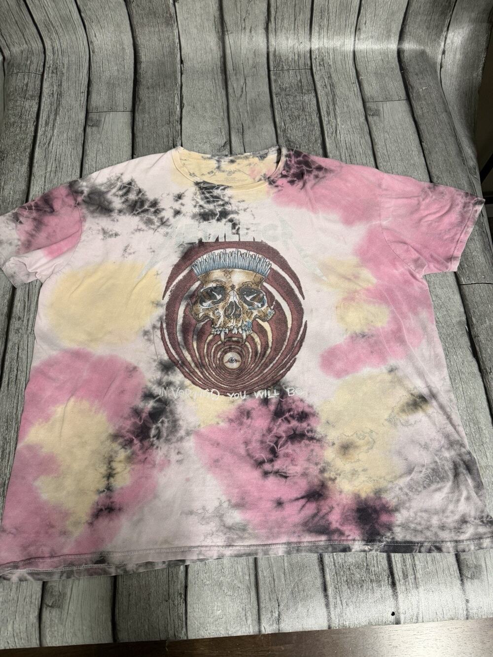 Men’s Metallica "In Vertigo You Will Be" Graphic Tshirt Tye Die 2XL Metal 80s